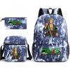 One Piece Zoro Print Student Backpack Set Casual Daypack with Shoulder Bag Pencil Case for Kids Teens School Supplies