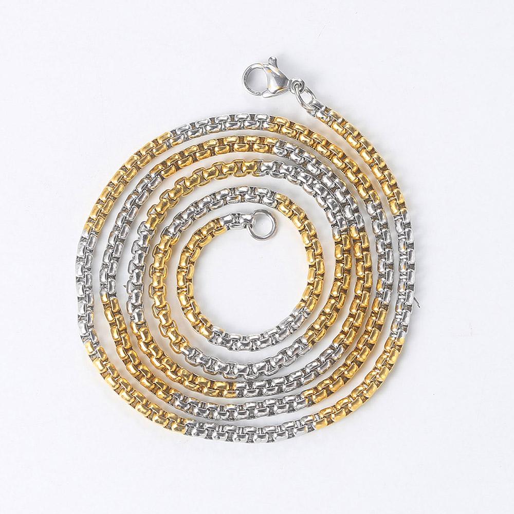 Stainless Steel Chain Necklace For Women Jewelry Thick Box Chains Female Neck Accessories Men Gifts C021