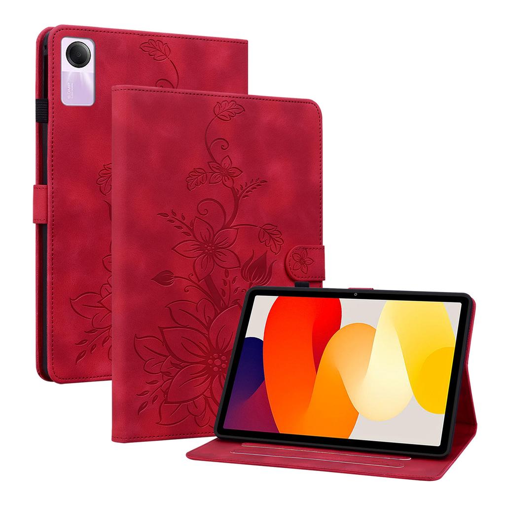 Für Xiaomi Redmi Pad SE (Modelle 23073RPBFG). Tablet-Hülle aus PU-Leder mit exquisitem floralem Prägedesign
