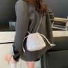 Sequined Drawstring Bucket Tote Bag Women's New Fashion Versatile Shoulder Bag Trendy Messenger Bag