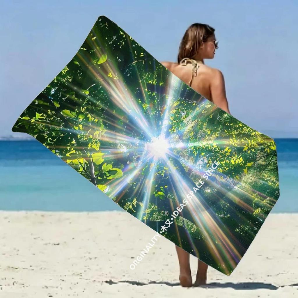 Forest Sunbeam Beach Towel Patterned Sunscreen And Windproof Suitable For Swimming Pool Camping Travel