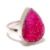 Pink Druzy Gemstone 925 Sterling Silver Jewelry Ring Size Adjustable GK-4386