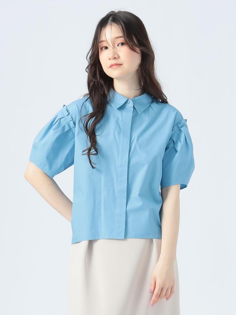 Beams Heart Shirt with Shoulder Big One Size Women's S/S Tucks, Shirt, SAX,