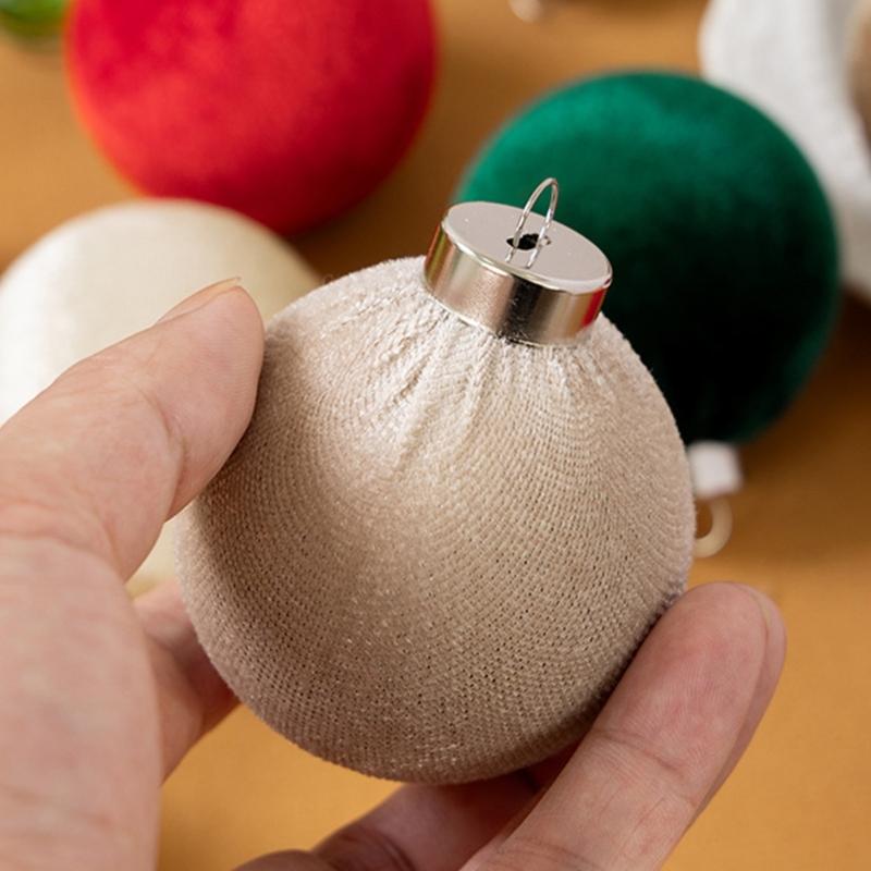 15 Piece Velvety Baubles Hanging Ornament Christmas Tree Ball Decoration Set for Holiday Tree Styling, Wreaths, Mantel Gift Wrapping