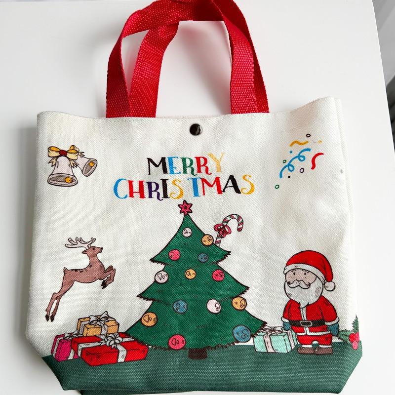 2026 Weihnachtsgeschenktaschen für Kinder Geschenk-Leinentasche Weihnachten Heiligabend Handtasche Geschenke Karamelläpfel Spielzeug Verpackungstasche für Kind