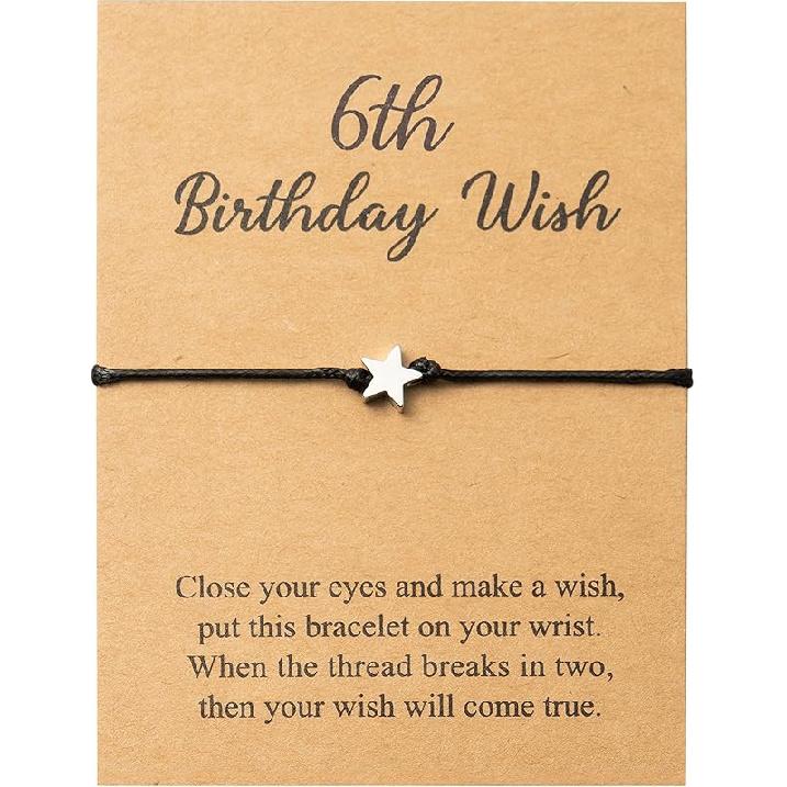 WATINC 13th Birthday Wish Bracelet, Adjustable Star Cord Bracelets with Make A Wish Cards, Friendship Simple Handmade Jewelry Birthday Gift for