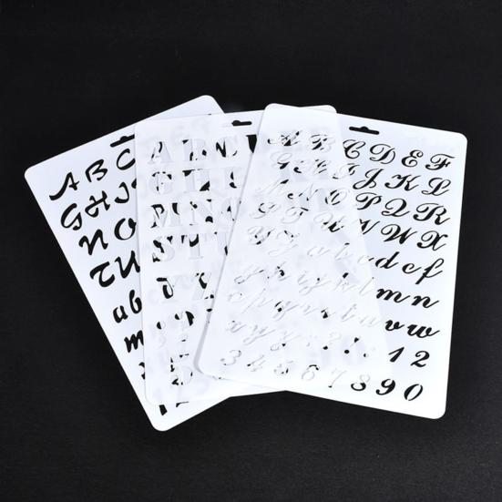 1 Sheet Painting Scrapbooking Hollow Letter Alphabet Design Plastic Educational Drawing Board for Kids