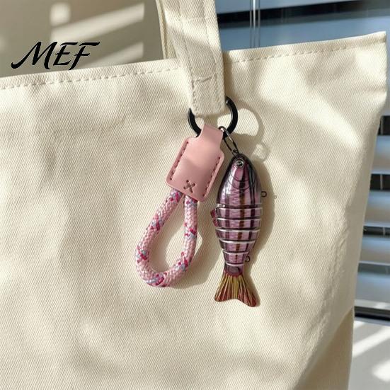 Small Fish Ornament Multi-jointed Fishing Lure Keychain, Artificial Swimbait Key Ring with Braided Rope, Keychain Vintage Pendant Charm,