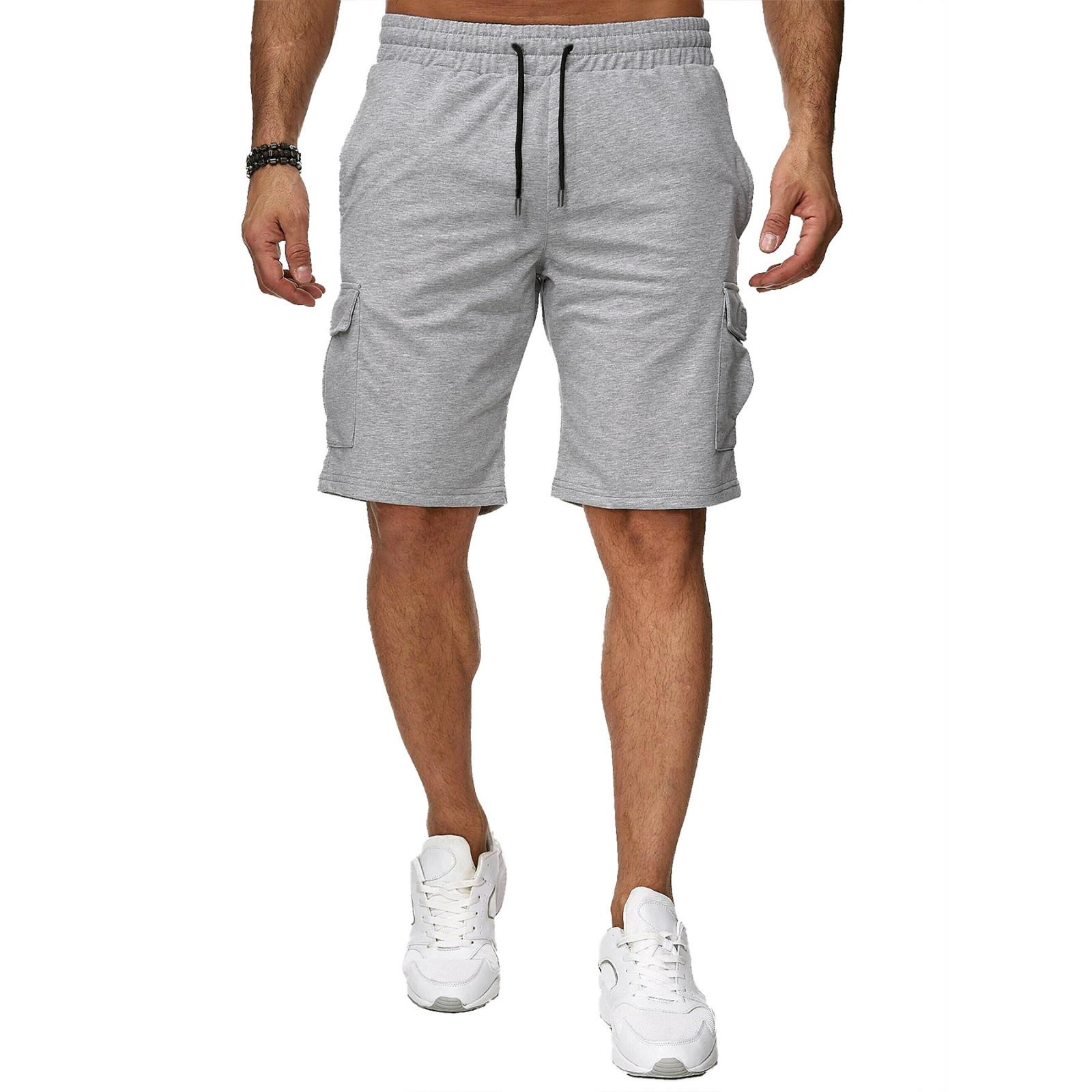 Men s Solid Color Breathable Jogging Shorts With Pockets And Drawstring Casual Shorts S