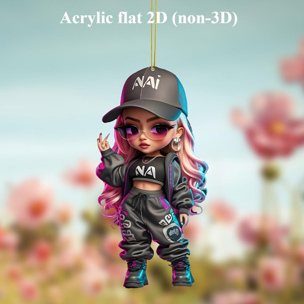 2D Flat Acrylic Pendant - Locomotive Girl, Pendant for Cars, Backpacks, Keys - Universal Gift for All Occasions