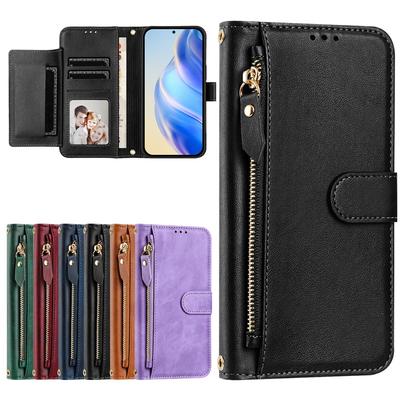 Flip Case for OPPO F17 F19 F19S F23 F25 F27 Pro Plus 5G Leather Wallet Cover Card Slot Bag Zipper Casing