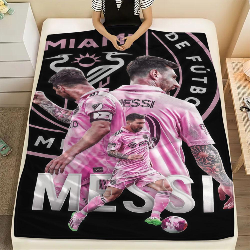 1PC Lionel Messi Patterned Flannel Blanket Suitable For All Seasons for Home Decor Warmth and Comfort Gifts Holiday Present