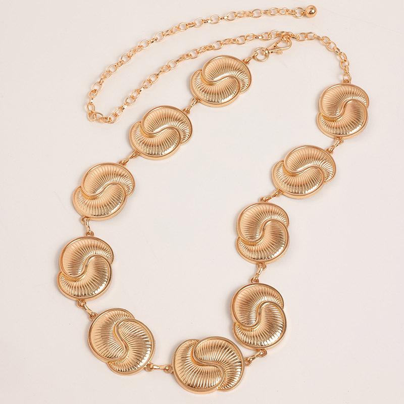 Ancient Gold Smearing Western Ins Style Metal Women's Waist Chain Retro Carving