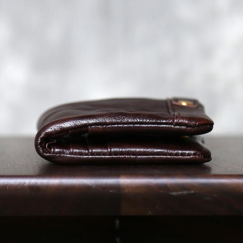 Herren Geldbörse Bifold aus echtem Leder, pflanzlich gegerbtes Rindsleder, leichter Luxus Geldklammer