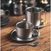 Retro Series Coffee Cup Set Double Wall 304 Stainless Steel with Coffee Spoon Coffee Disc Frosted Industrial Style Tea Cup Set