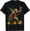 Santa Bigfoot Christmas Tree Xmas Lights Funny Sasquatch T-Shirt Unisex T-Shirt