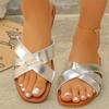 Women's Fashionable Plus-Size Square-Toe Cross-Strap Sandals