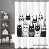 American-Style Waterproof Shower Curtain Set with Cat Patterns – No-Drill Installation, Includes Toilet Mat and Accessories