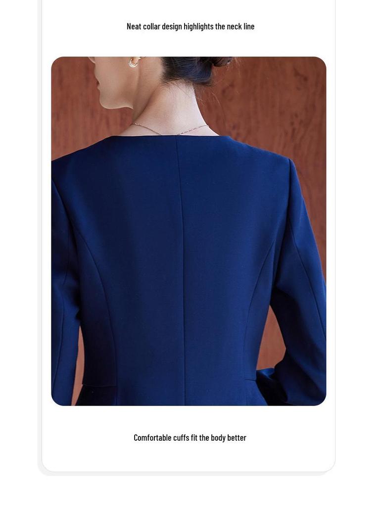 Elegant Women's Autumn/Winter Suit Set for Hotel Receptionist and Beauty Salon Workwear