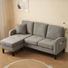 Divano ad angolo a L con chaise longue – 3 posti, 166 x 118 x 77 cm, tessuto cotone-lino, gambe in plastica, modulare, soggiorno, appartamenti e uffici
