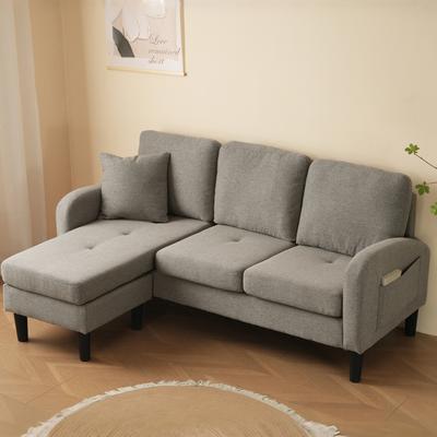 L-förmiges Ecksofa mit Chaiselongue – 3-Sitzer, 166 x 118 x 77 cm, Baumwoll-Leinen-Stoff, Kunststofffüße, modular, Wohnzimmer, Wohnungen und Büros