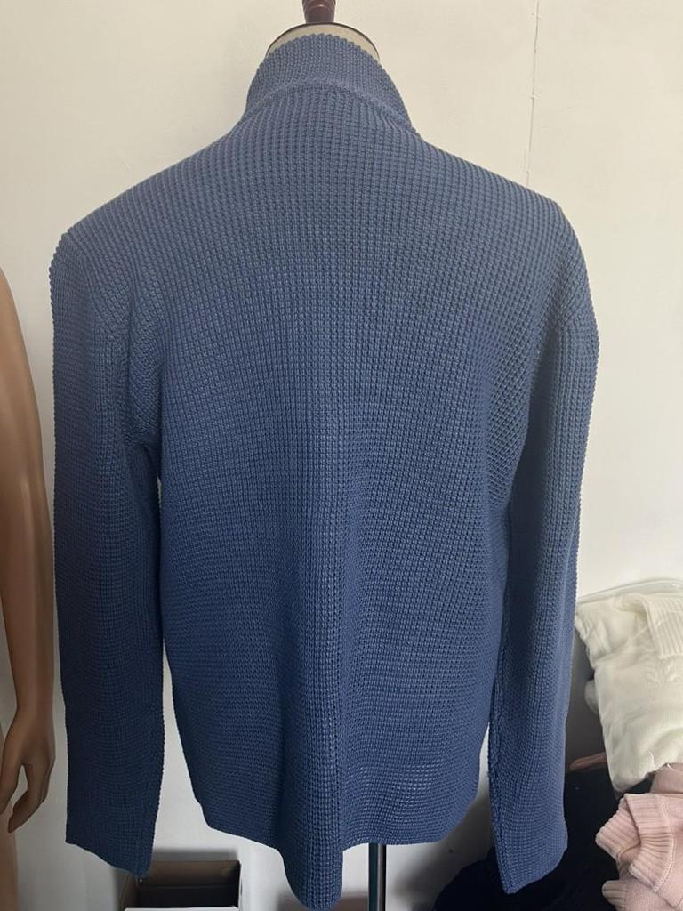 Men's Slim Fit Knitted Sweater - Solid Color, Turn-Down Collar, Long Sleeve, Trendy Brand for Fall/Winter