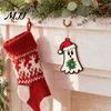 Wooden Hanging Decorations for Holiday Christmas Ghost Ornaments, Tree with Santa Hats Cute Ornaments Gothic Skull, Xmas Winter Party Supplies Window