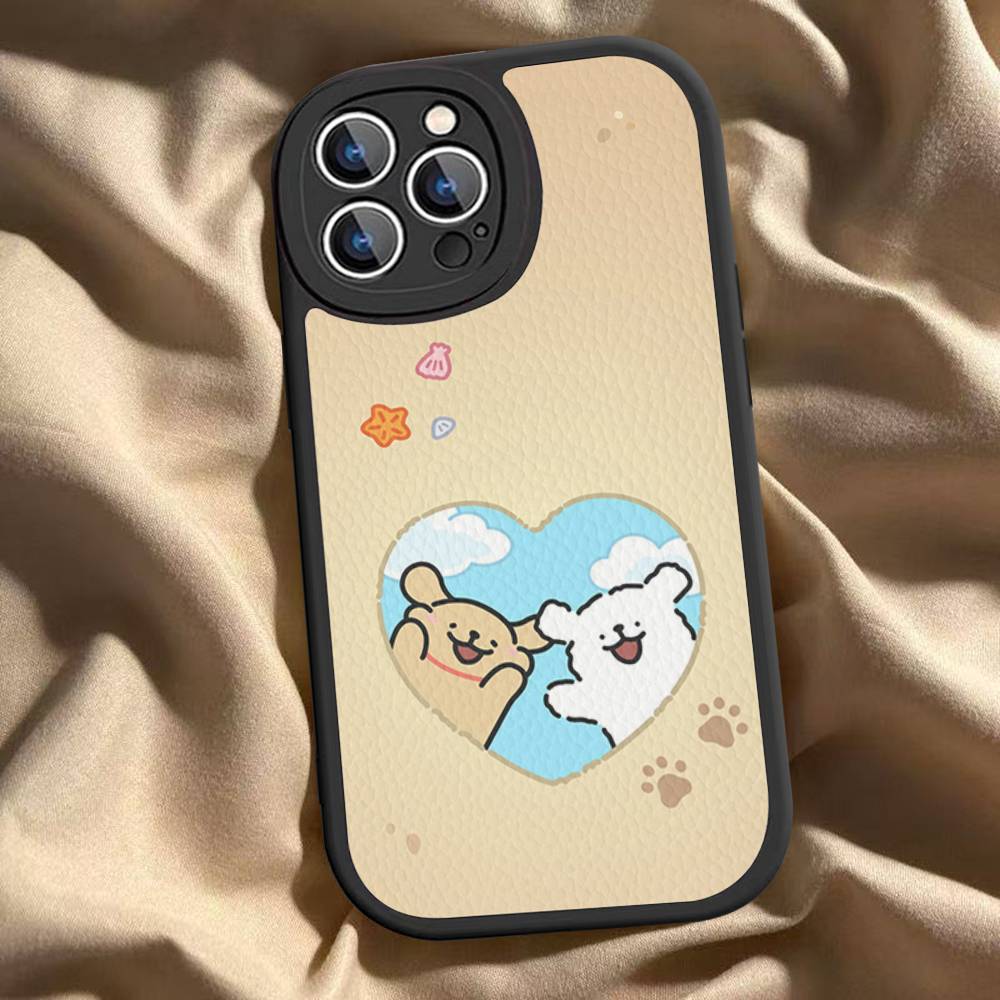 Lovely Line Dog Maltese For iPhone 16 15 14 16E 13 12 11 Pro Max Plus Phone Leather Case