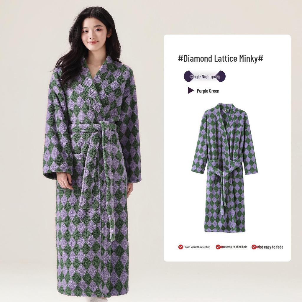 2025 Damen Verdickter Plüsch Velours Bademantel - Winter Lang Korallenfleece Homewear für Paare