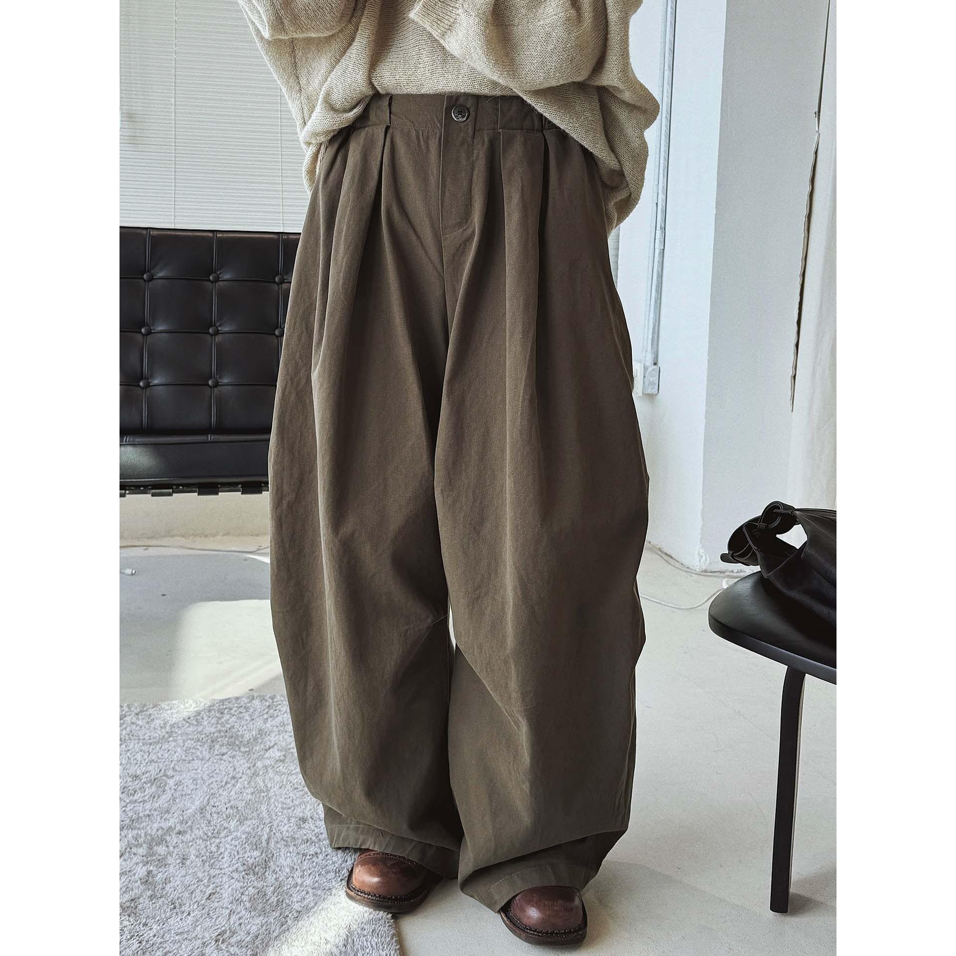 

Xu Man Women s Retro Wide-Leg Casual Pants - Solid Color Slimming Style One Size зелений