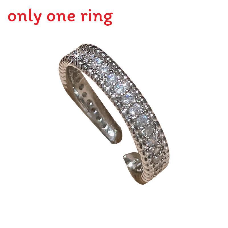 

Geometric Cubic Zirconia Open Ring With Silver Plating For Womens Fashion Jewelry