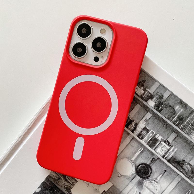 Suitable for Apple 16promax Liquid Silicone Magnetic Phone Case IP15 Imitation Original Liquid Large Hole 13 Protective Case
