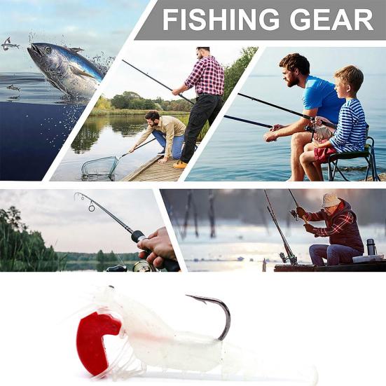 Shrimp Bait Realistic Looking Bright Color Flexible Highly Simulated with Sharp Hook Easy Penetration Multi-Section Shrimp Bait Luminous