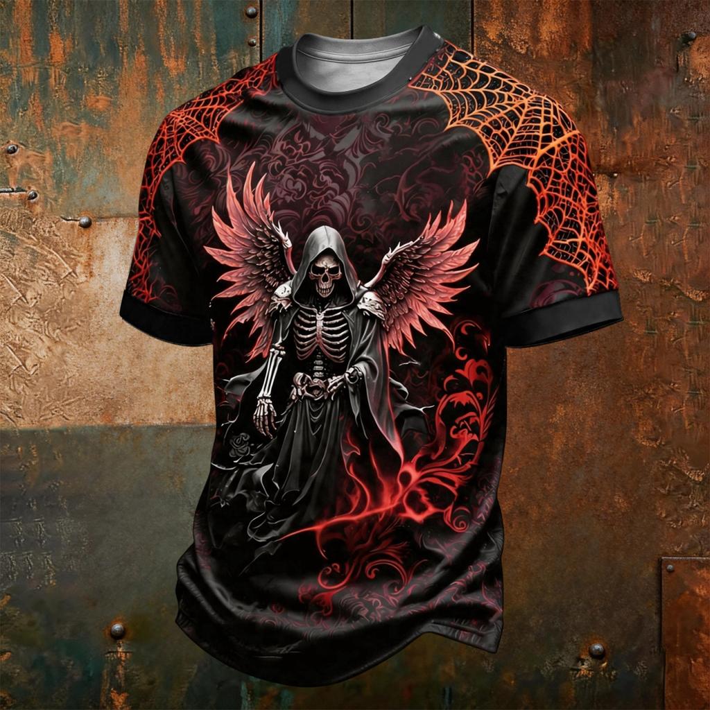 Men's Halloween Printed Short Sleeve Neck T-Shirt Graphic Tee