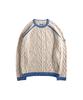 THEWARLD Embroidery Logo Sweater Ivory/Blue
