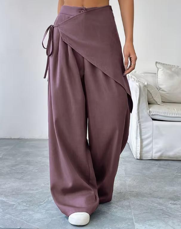 Loose New Arrival Irregular Suit Pants High Waist Women's Patchwork Wide Leg Pants Elastic Waist Solid Color Y2K Casual Trousers Office Clothing