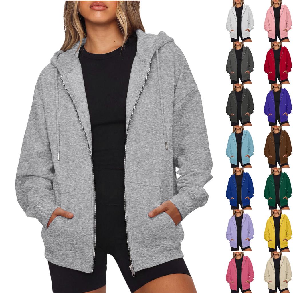 Women's Long Sleeve Color Hooded Sweatshirt for Casual Daily Wear