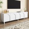 Lowboard TV Table Living Room, TV Cabinet with 5 Doors, Metal Feet, Made of PB and MDF, Modern Storage TV Board