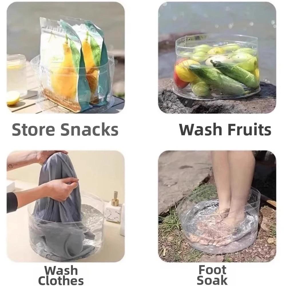 6,8L/12L Vikbar Genomskinlig Hink Bärbar Campinghink Vattensprutande Festival