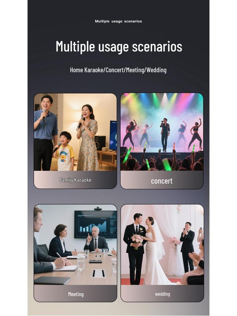 UHF Wireless RGB Microphone Set: Metal Handheld for Meetings & Family KTV