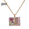 Stylish Women Necklace Birth Flower Necklace Floral Book Pendant January