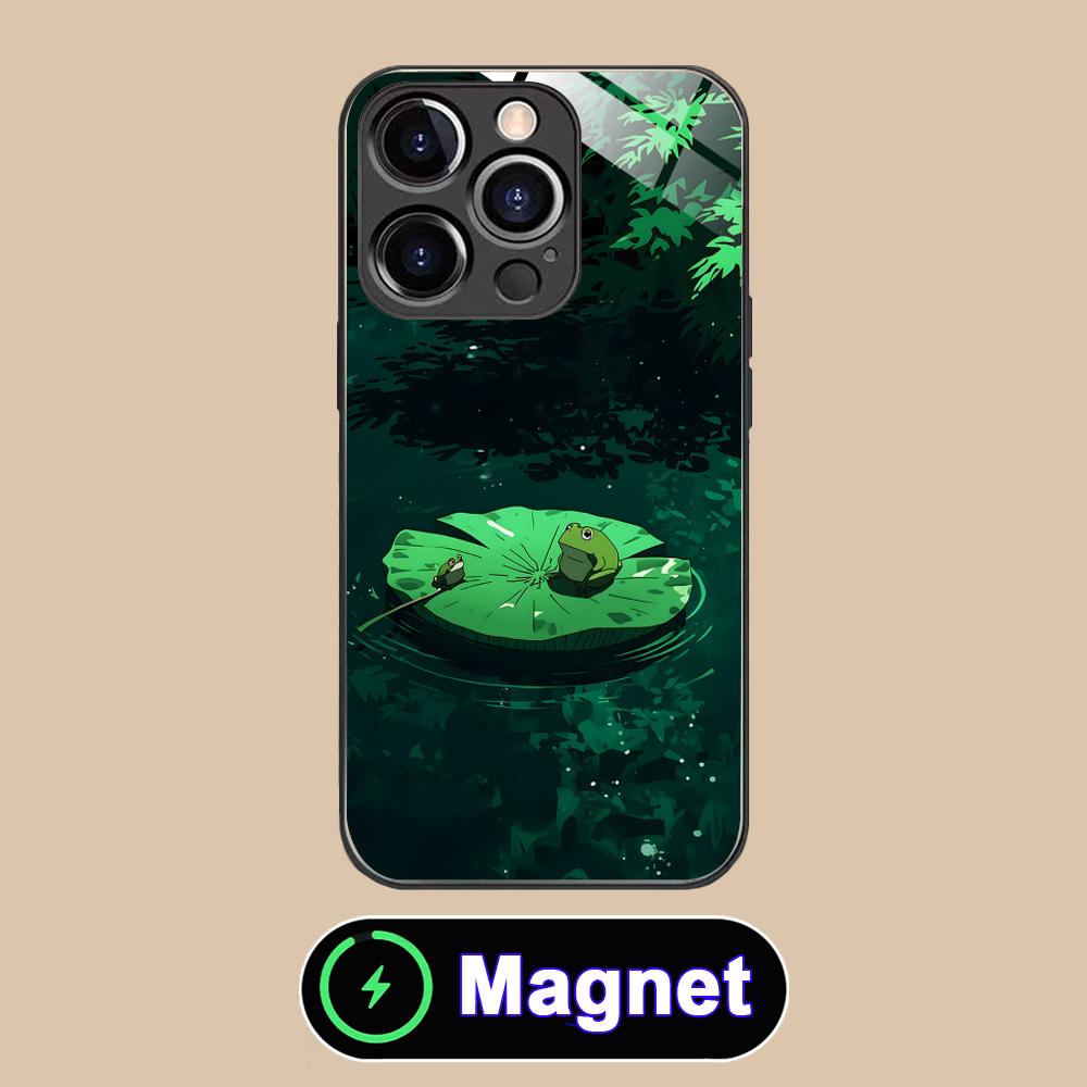 

Kawaii Frog Phone Case for iPhone 17 16 15 14 13 12 11 Air Pro Max Plus Mini Glass MagSafe Cover iPhone 11 Pro Max