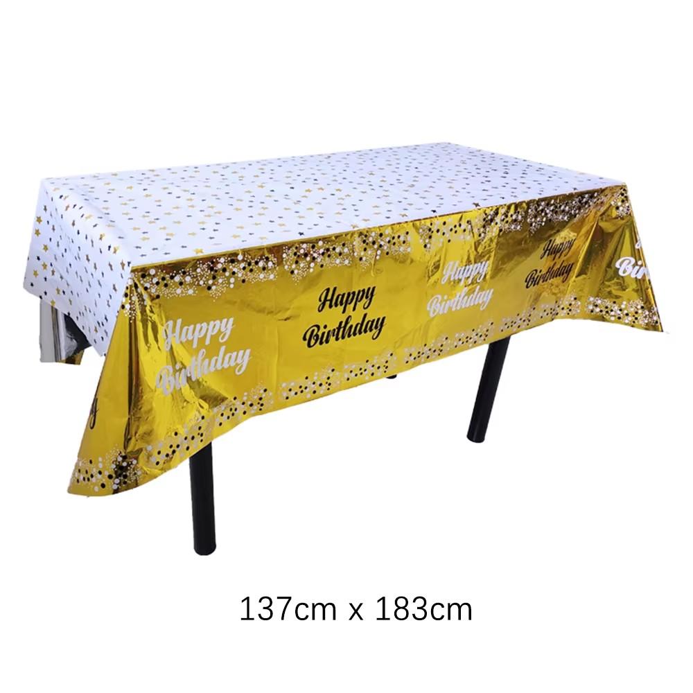 Happy Birthday Disposable Tablecloth Dot Star Printed Rectangle Desk Cloth Wipe Table Cover for Birthday Party Baby Shower Decor