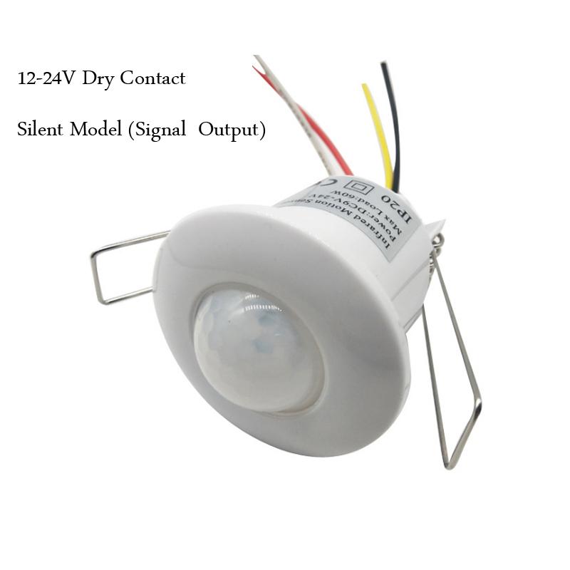 Intelligent Silent Dry Contact 12V-24V Ceiling Mini Embedded Infrared Human Body Motion Sensor Switch  Reed Switch Signal