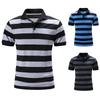 Men's Polo Shirt Breathable Comfortable Stripe Loose Men's Short Sleeve T-shirt