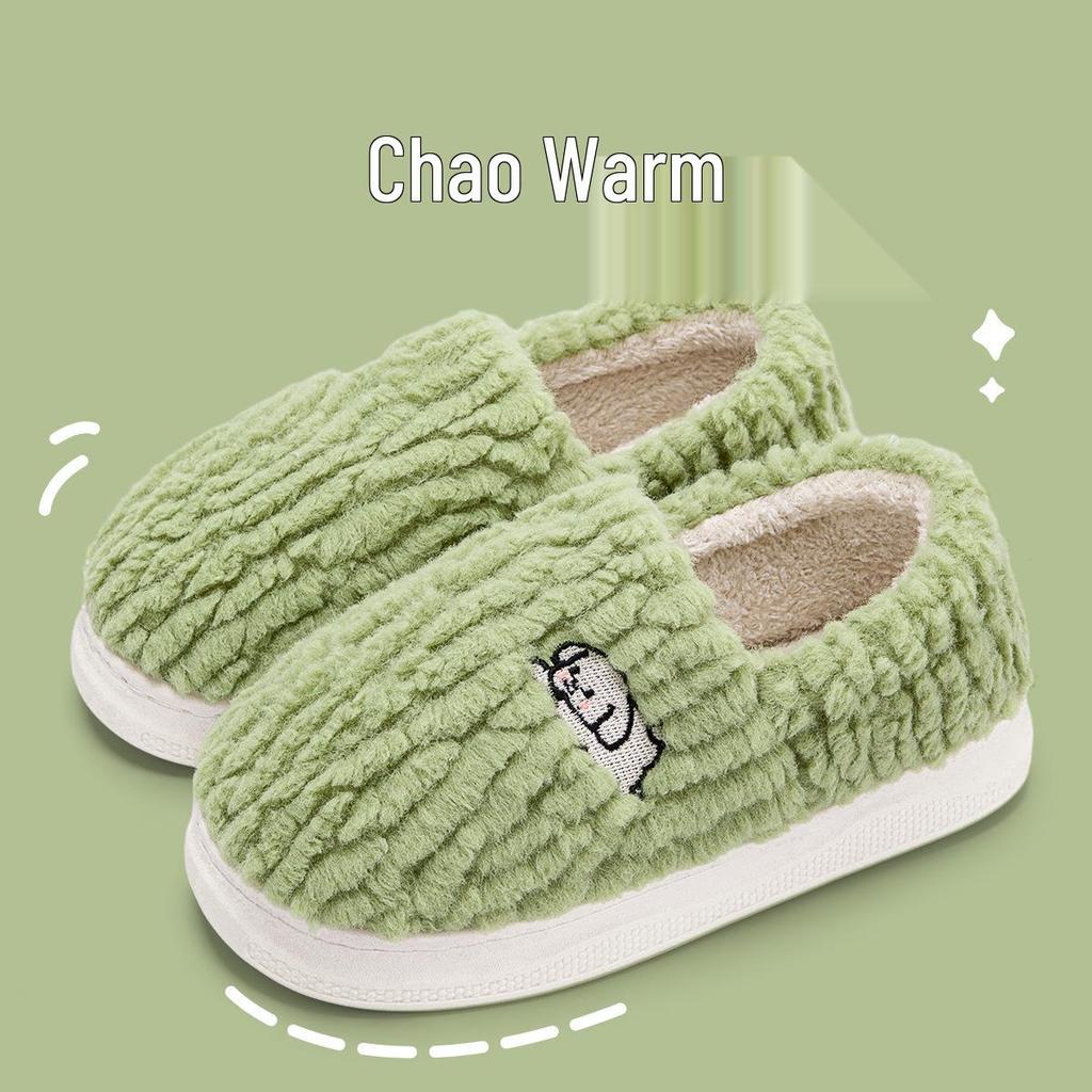Men's and Women's Winter Cotton Slippers, Fully Enclosed Heel, Thick Sole, Indoor/Outdoor Use, Flat Bottom, Couple's Style