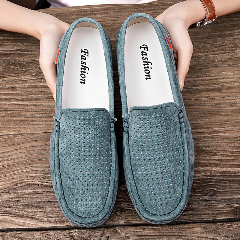 Breathable Casual Leather Mens Shoes Slip On Summer Loafers Hot Sale Driving Shoes Ultra-light Male Moccasins Leisure Walk Flats