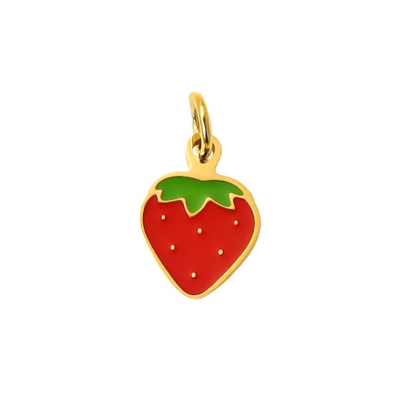Summer On The New National Tide Does Not Fade Niche Dripping Oil Colored Strawberry Necklace Accessories Diy Design Pendant Women