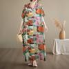 DIMANAF 2026 New Women Plus Size Summer Beach Lady Long Dress Loose Oversize Maxi Vintage Print Sundress Clothing
