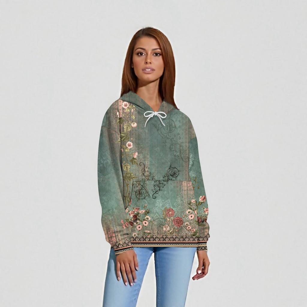 Women's Fashion Daily  Casual Hoodie Long Sleeve Printed Top